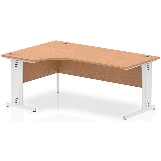 Impulse 1800mm Corner Desk, Left Hand, White Cable Managed Leg, Oak Easy2Order : I002850