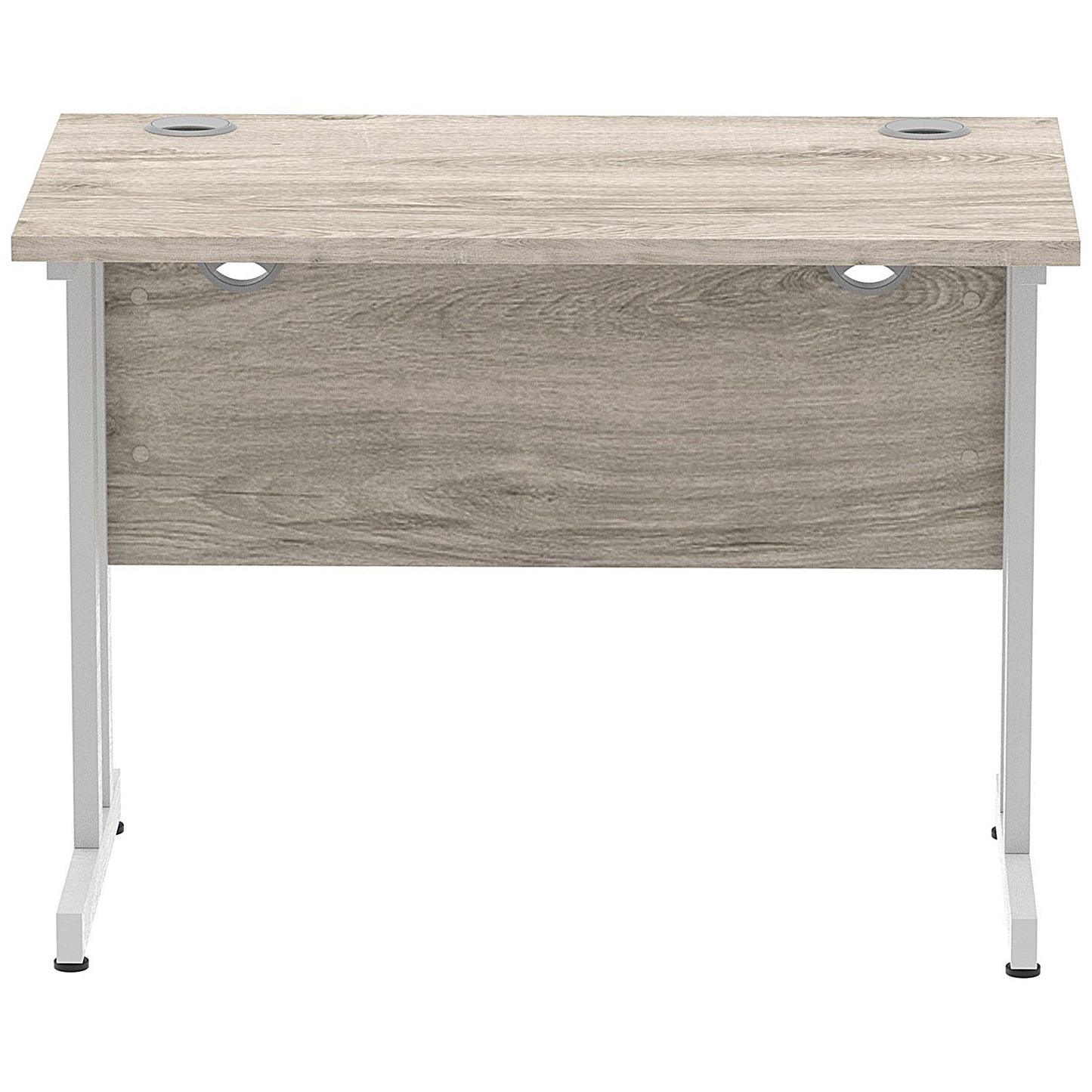Impulse 1000mm Slim Rectangular Desk, Silver Cantilever Leg, Grey Oak