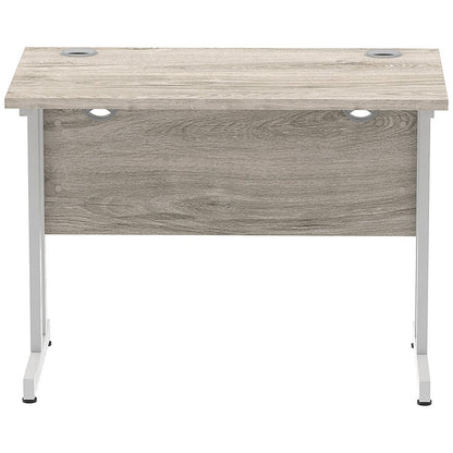 Impulse 1000mm Slim Rectangular Desk, Silver Cantilever Leg, Grey Oak