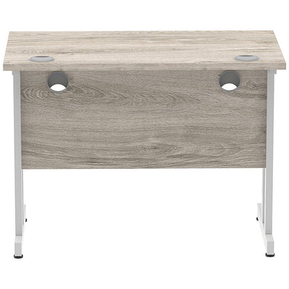 Impulse 1000mm Slim Rectangular Desk, Silver Cantilever Leg, Grey Oak
