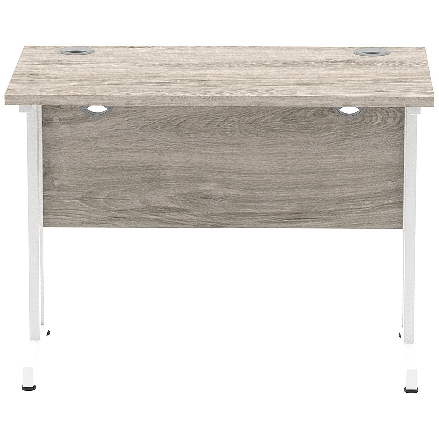 Impulse 1000mm Slim Rectangular Desk, White Cantilever Leg, Grey Oak