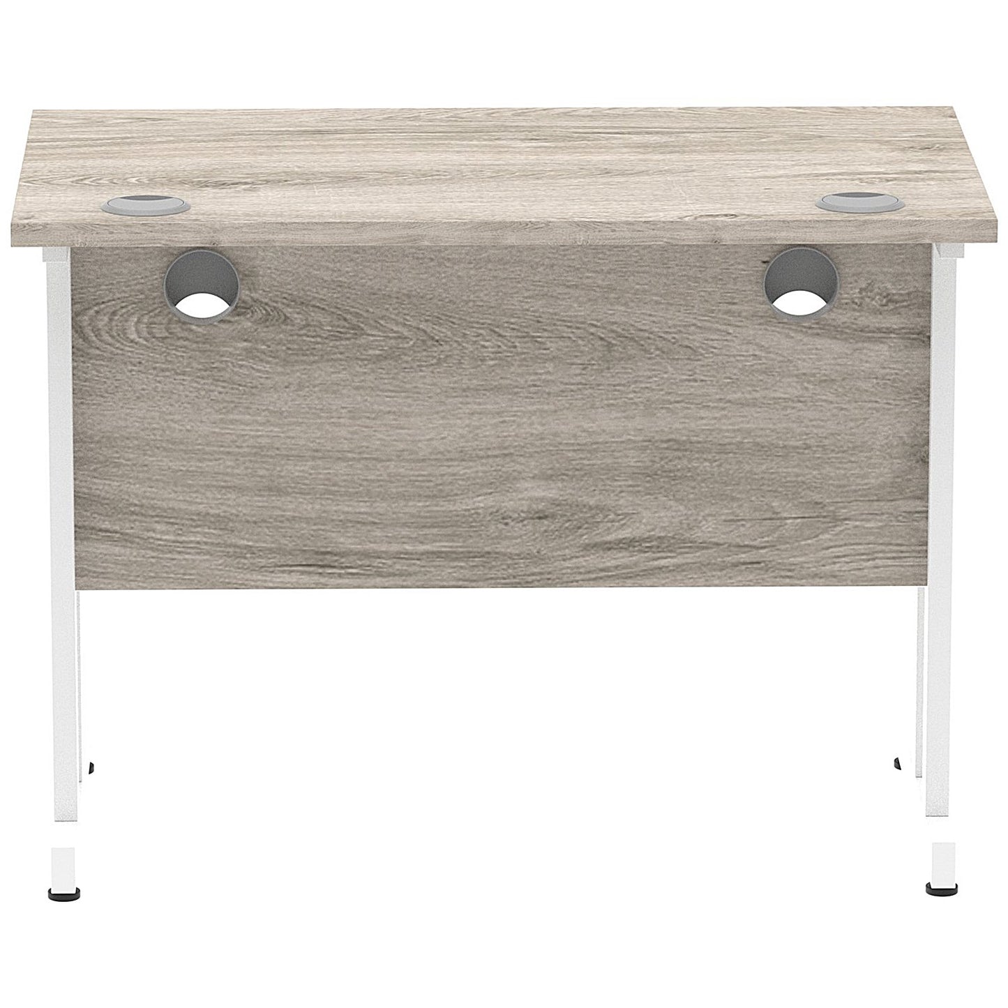 Impulse 1000mm Slim Rectangular Desk, White Cantilever Leg, Grey Oak