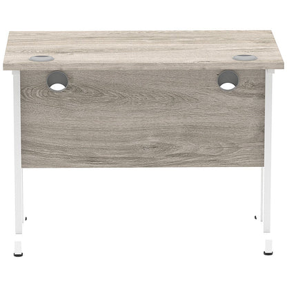 Impulse 1000mm Slim Rectangular Desk, White Cantilever Leg, Grey Oak