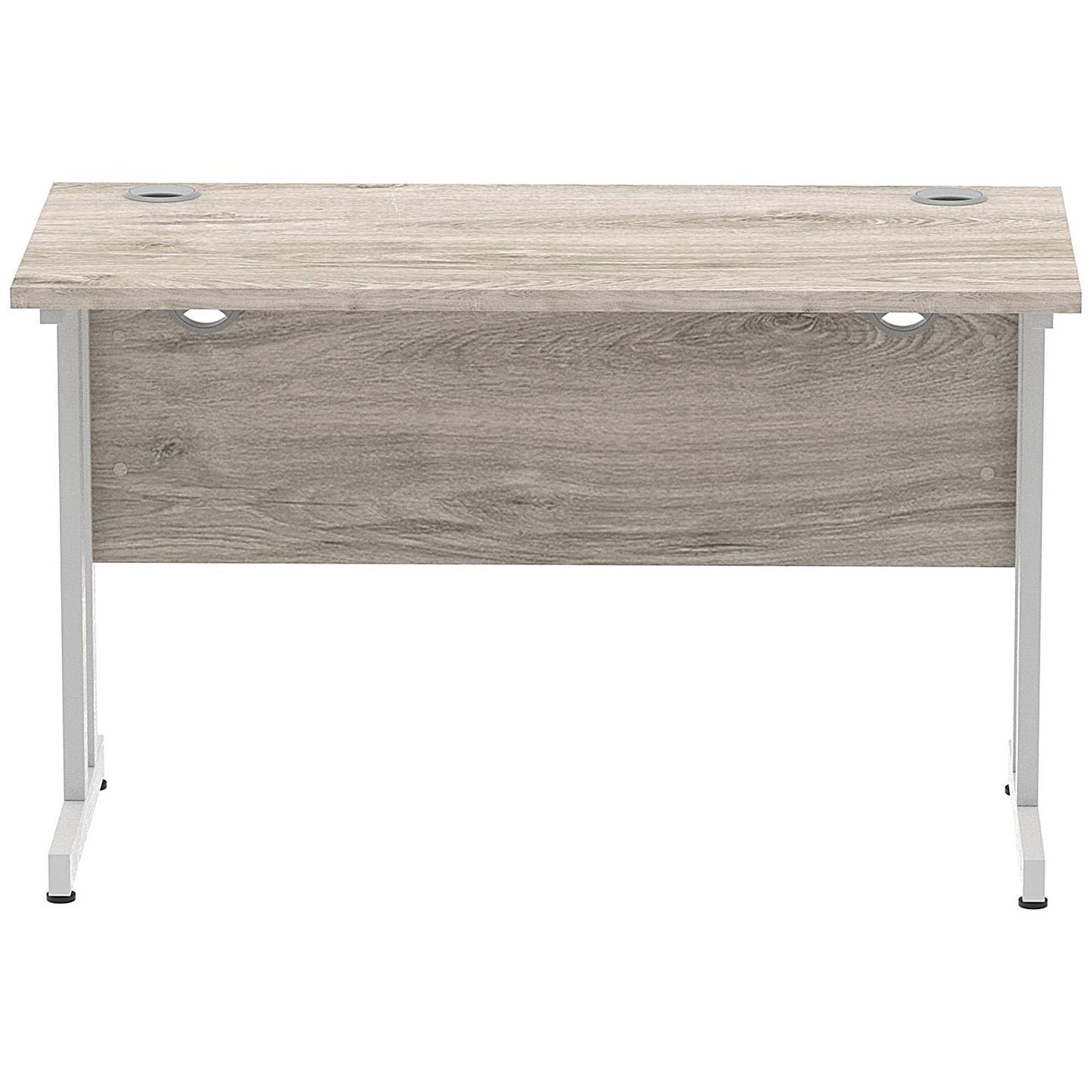 Impulse 1200mm Slim Rectangular Desk, Silver Cantilever Leg, Grey Oak