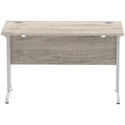 Impulse 1200mm Slim Rectangular Desk, Silver Cantilever Leg, Grey Oak