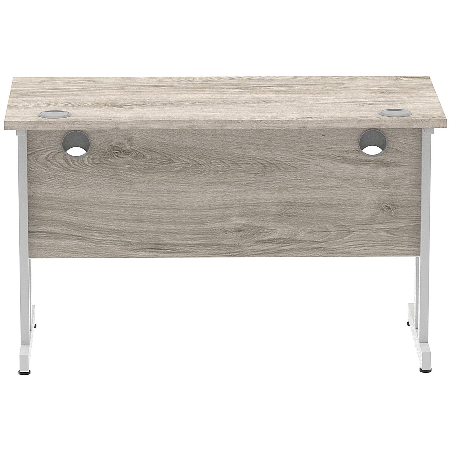 Impulse 1200mm Slim Rectangular Desk, Silver Cantilever Leg, Grey Oak