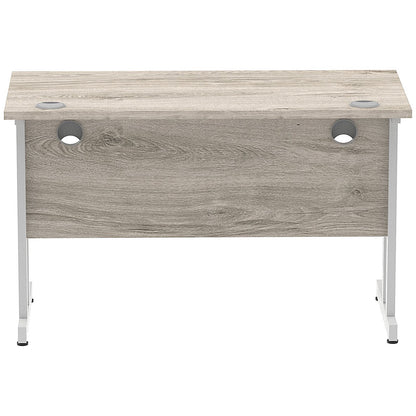 Impulse 1200mm Slim Rectangular Desk, Silver Cantilever Leg, Grey Oak