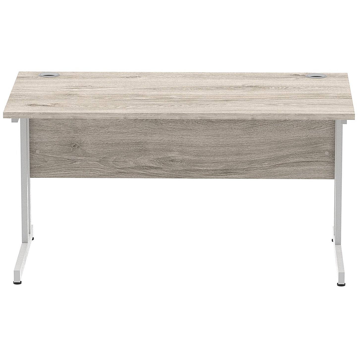 Impulse 1400mm Rectangular Desk, Silver Cantilever Leg, Grey Oak
