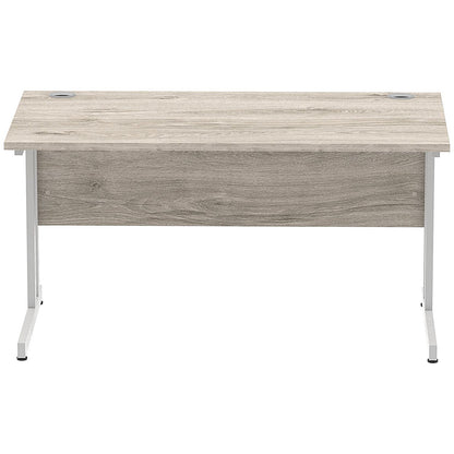 Impulse 1400mm Rectangular Desk, Silver Cantilever Leg, Grey Oak