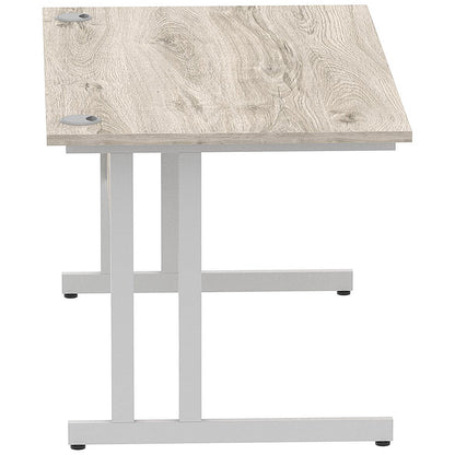 Impulse 1400mm Rectangular Desk, Silver Cantilever Leg, Grey Oak