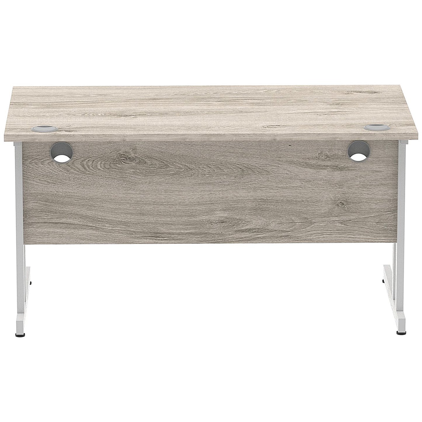 Impulse 1400mm Rectangular Desk, Silver Cantilever Leg, Grey Oak