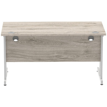 Impulse 1400mm Rectangular Desk, Silver Cantilever Leg, Grey Oak