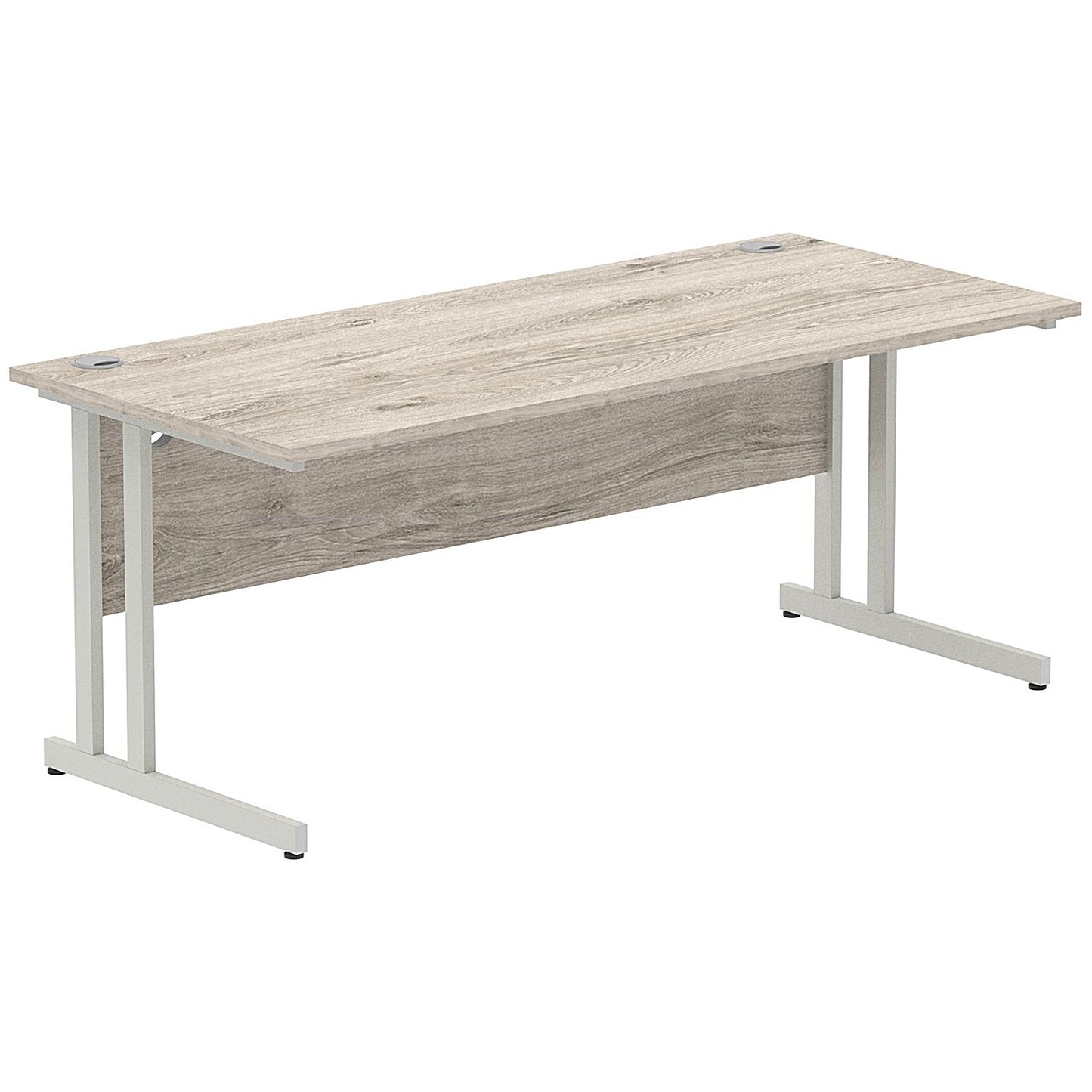 Impulse 1800mm Rectangular Desk, Silver Cantilever Leg, Grey Oak