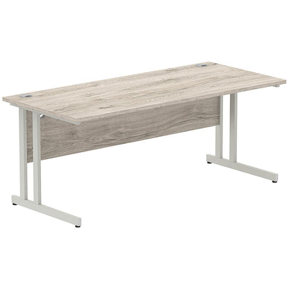 Impulse 1800mm Rectangular Desk, Silver Cantilever Leg, Grey Oak