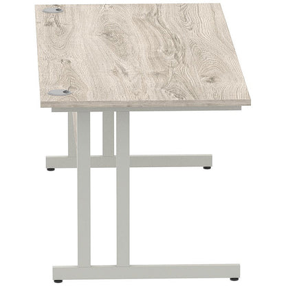 Impulse 1800mm Rectangular Desk, Silver Cantilever Leg, Grey Oak