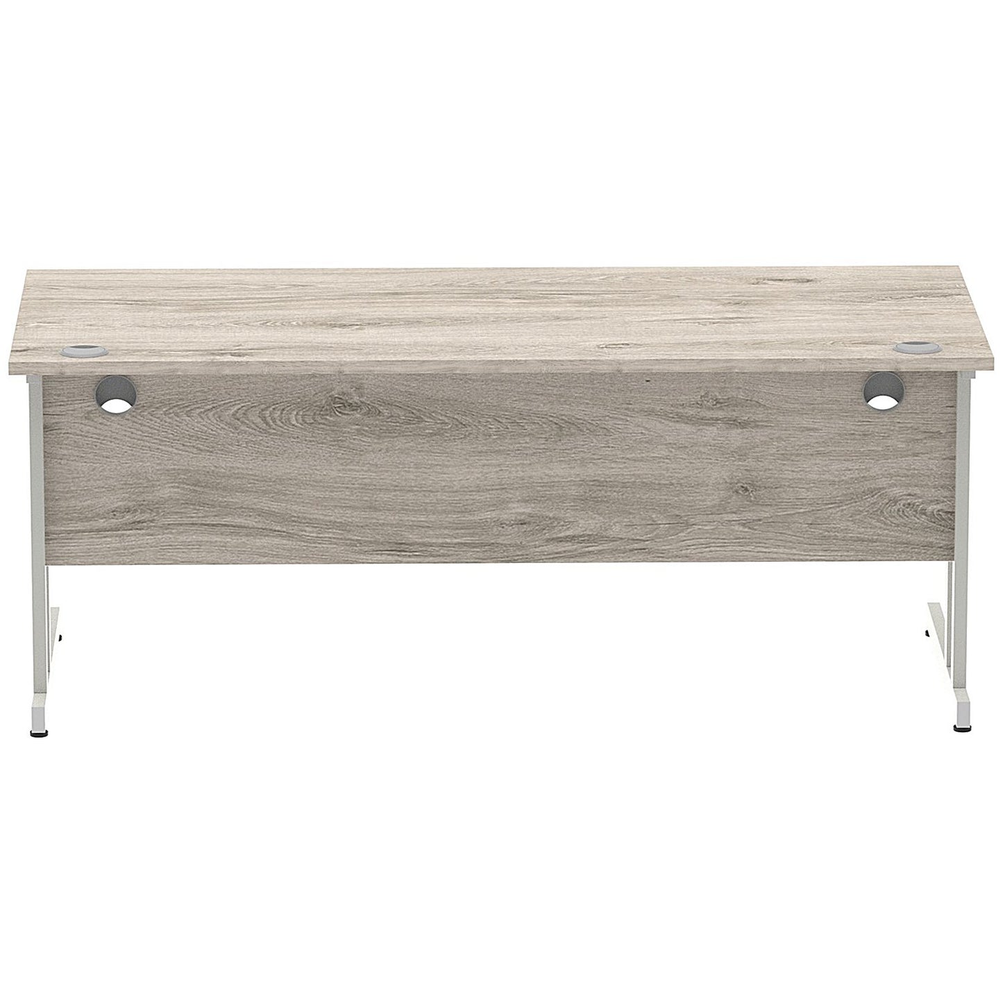 Impulse 1800mm Rectangular Desk, Silver Cantilever Leg, Grey Oak