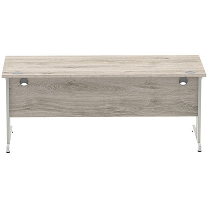 Impulse 1800mm Rectangular Desk, Silver Cantilever Leg, Grey Oak