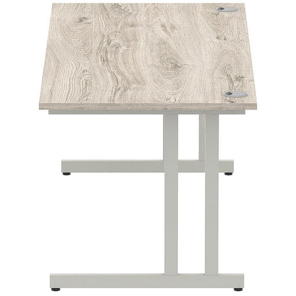 Impulse 1800mm Rectangular Desk, Silver Cantilever Leg, Grey Oak