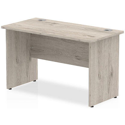 Impulse 1200mm Slim Rectangular Desk, Panel End Leg, Grey Oak