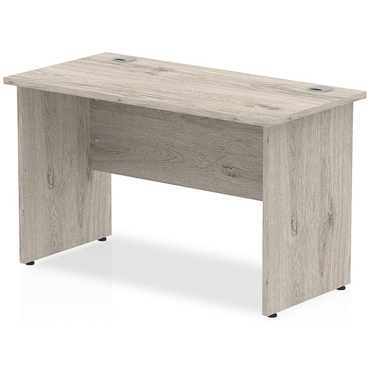 Impulse 1200mm Slim Rectangular Desk, Panel End Leg, Grey Oak