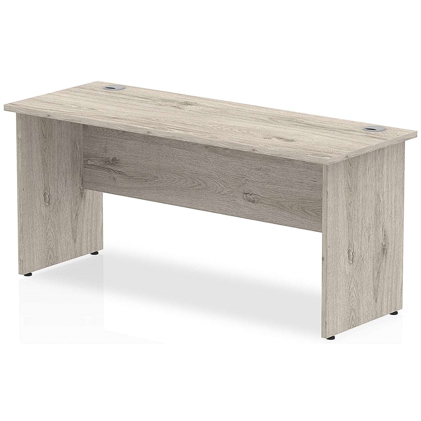 Impulse 1600mm Slim Rectangular Desk, Panel End Leg, Grey Oak