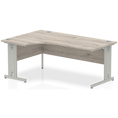 Impulse 1800mm Corner Desk, Left Hand, Silver Cable Managed Leg, Grey Oak
