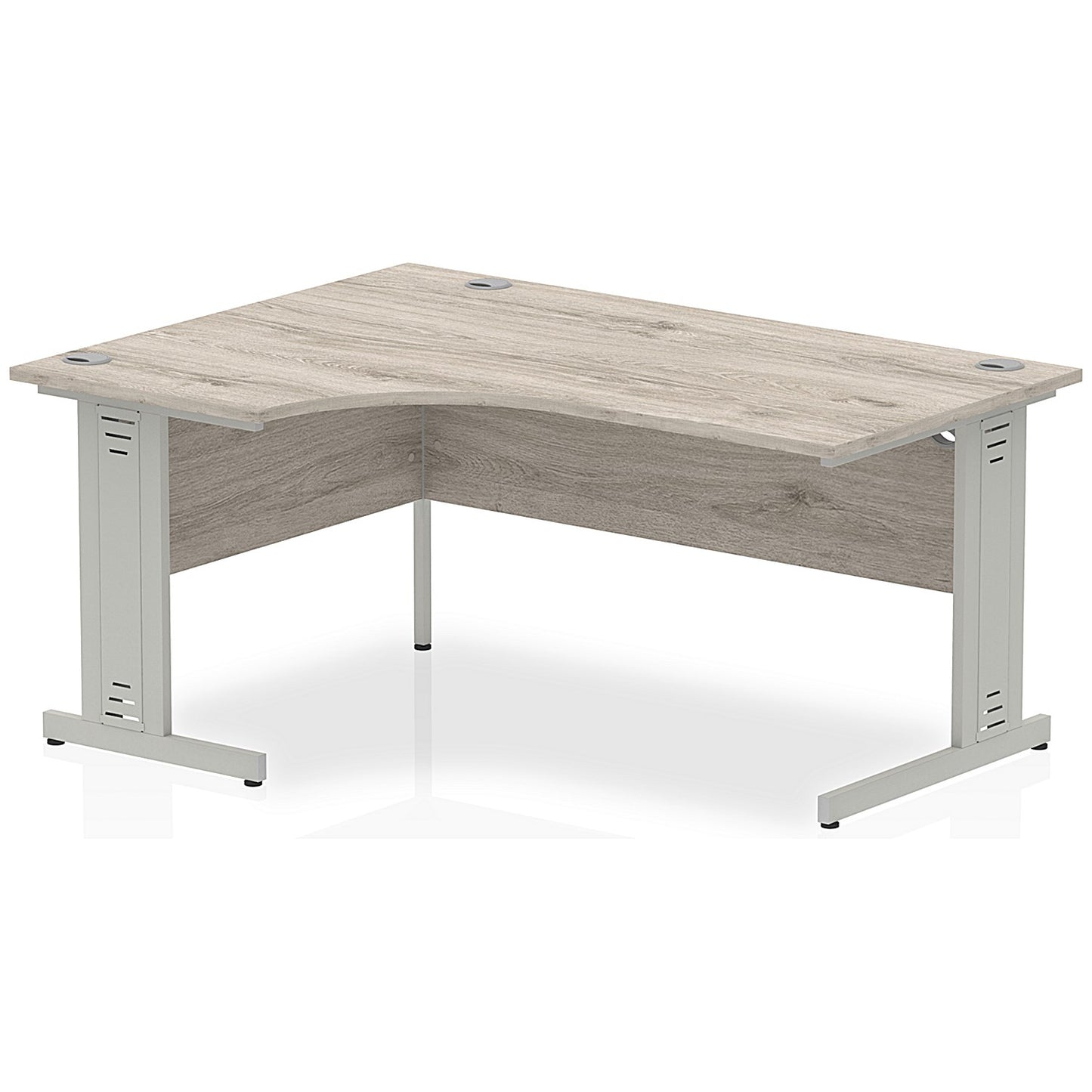 Impulse 1600mm Corner Desk, Left Hand, Silver Cable Managed Leg, Grey Oak