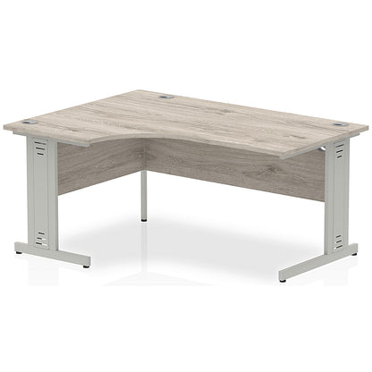 Impulse 1600mm Corner Desk, Left Hand, Silver Cable Managed Leg, Grey Oak