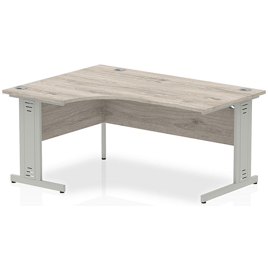 Impulse 1600mm Corner Desk, Left Hand, Silver Cable Managed Leg, Grey Oak
