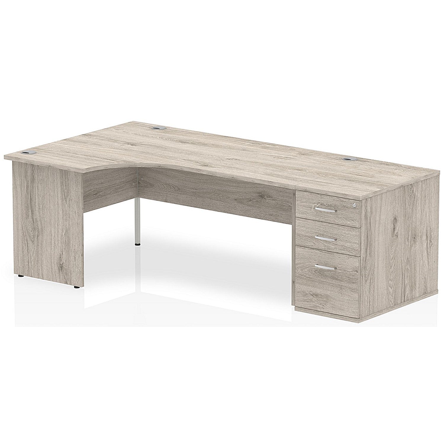 Impulse 1800mm Corner Desk with 800mm Desk High Pedestal, Left Hand, Panel End Leg, Grey Oak Easy2Order : I003204