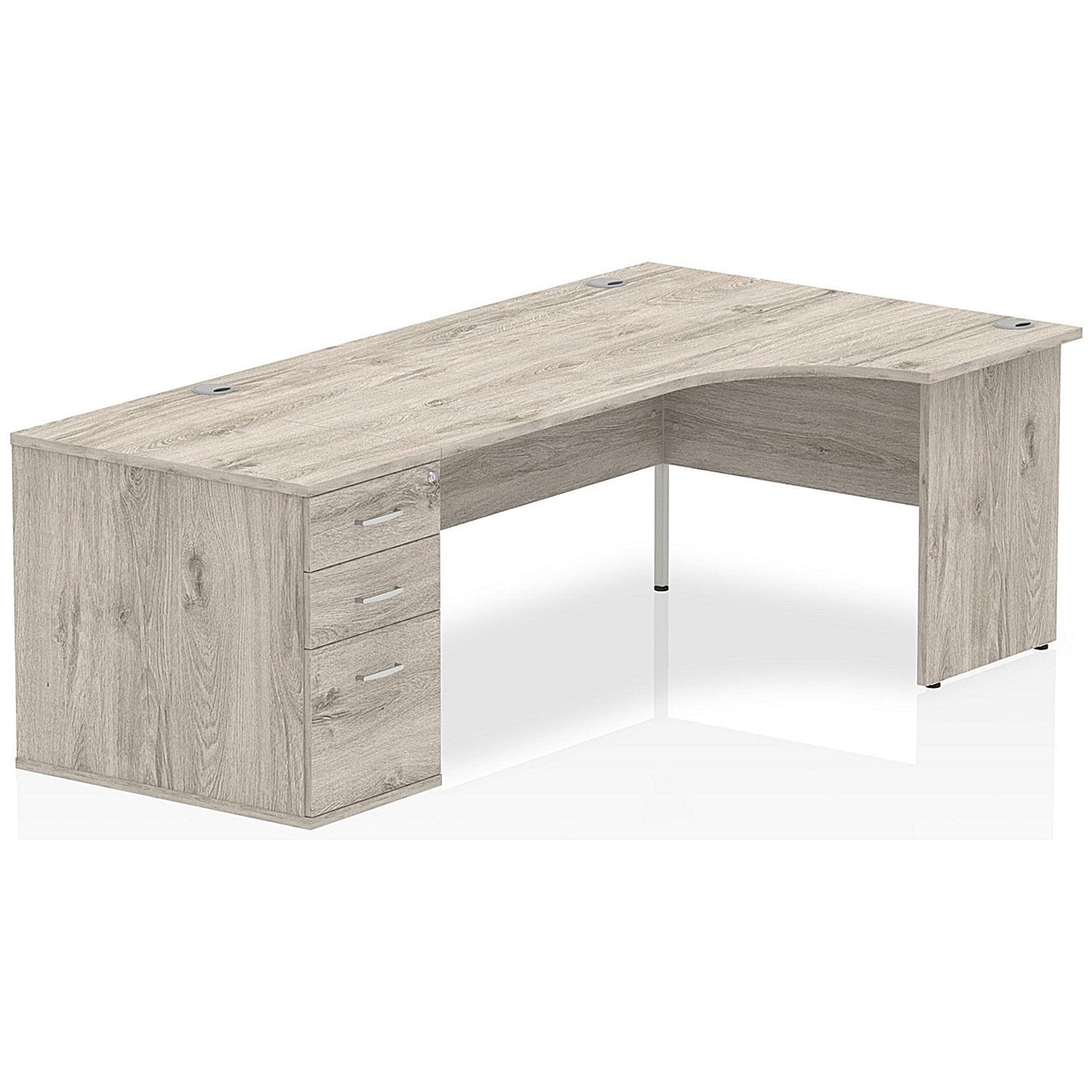 Impulse 1800mm Corner Desk with 800mm Desk High Pedestal, Right Hand, Panel End Leg, Grey Oak Easy2Order : I003210