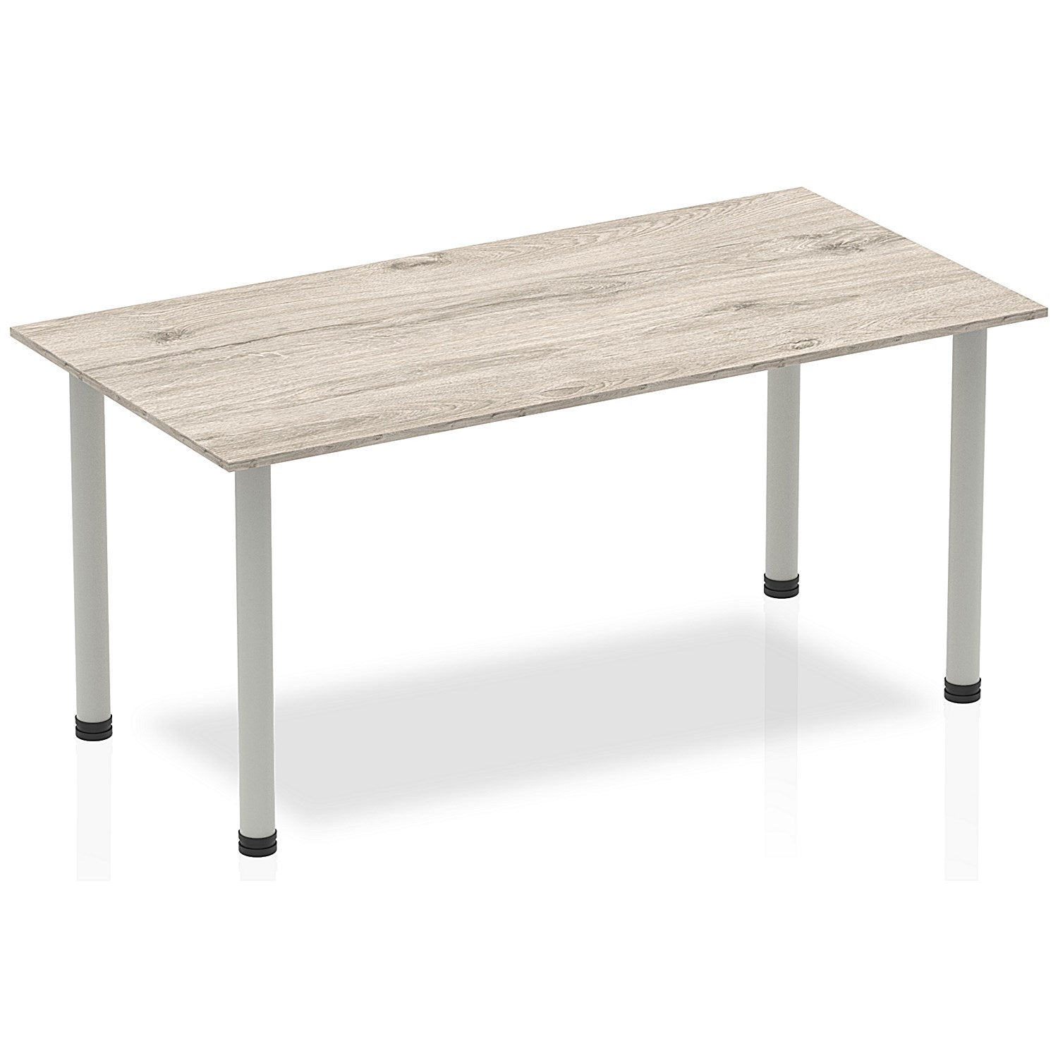 Impulse Rectangular Table, 1600mm, Grey Oak, Silver Post Leg Easy2Order : I003253