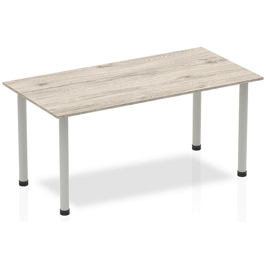 Impulse Rectangular Table, 1600mm, Grey Oak, Silver Post Leg Easy2Order : I003253