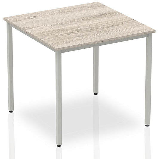 Impulse Square Table, 800mm, Grey Oak, Silver Box Frame Leg Easy2Order : I003263