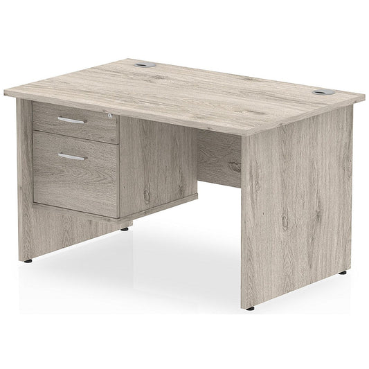 Impulse 1200mm Rectangular Desk With 2 Drawer Fixed Pedestal, Panel End Leg, Grey Oak Easy2Order : I003426
