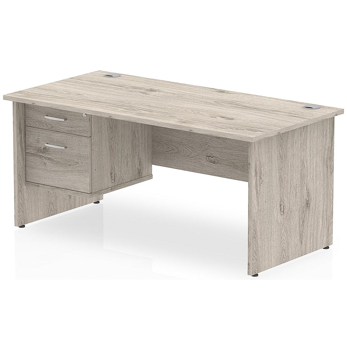 Impulse 1800mm Rectangular Desk With 2 Drawer Fixed Pedestal, Panel End Leg, Grey Oak Easy2Order : I003501