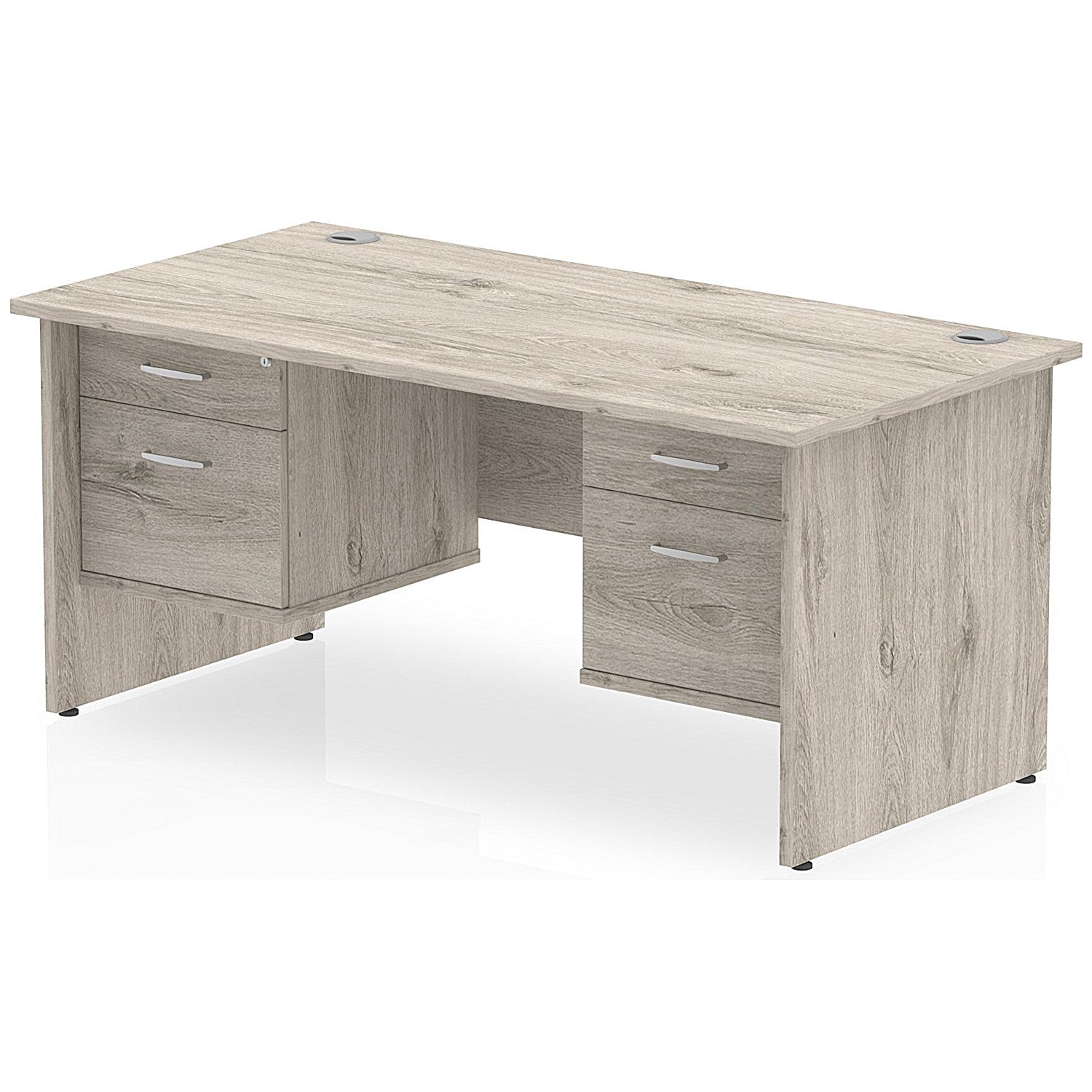 Impulse 1800mm Rectangular Desk With 2 x 2 Drawer Fixed Pedestals, Panel End Leg, Grey Oak Easy2Order : I003503
