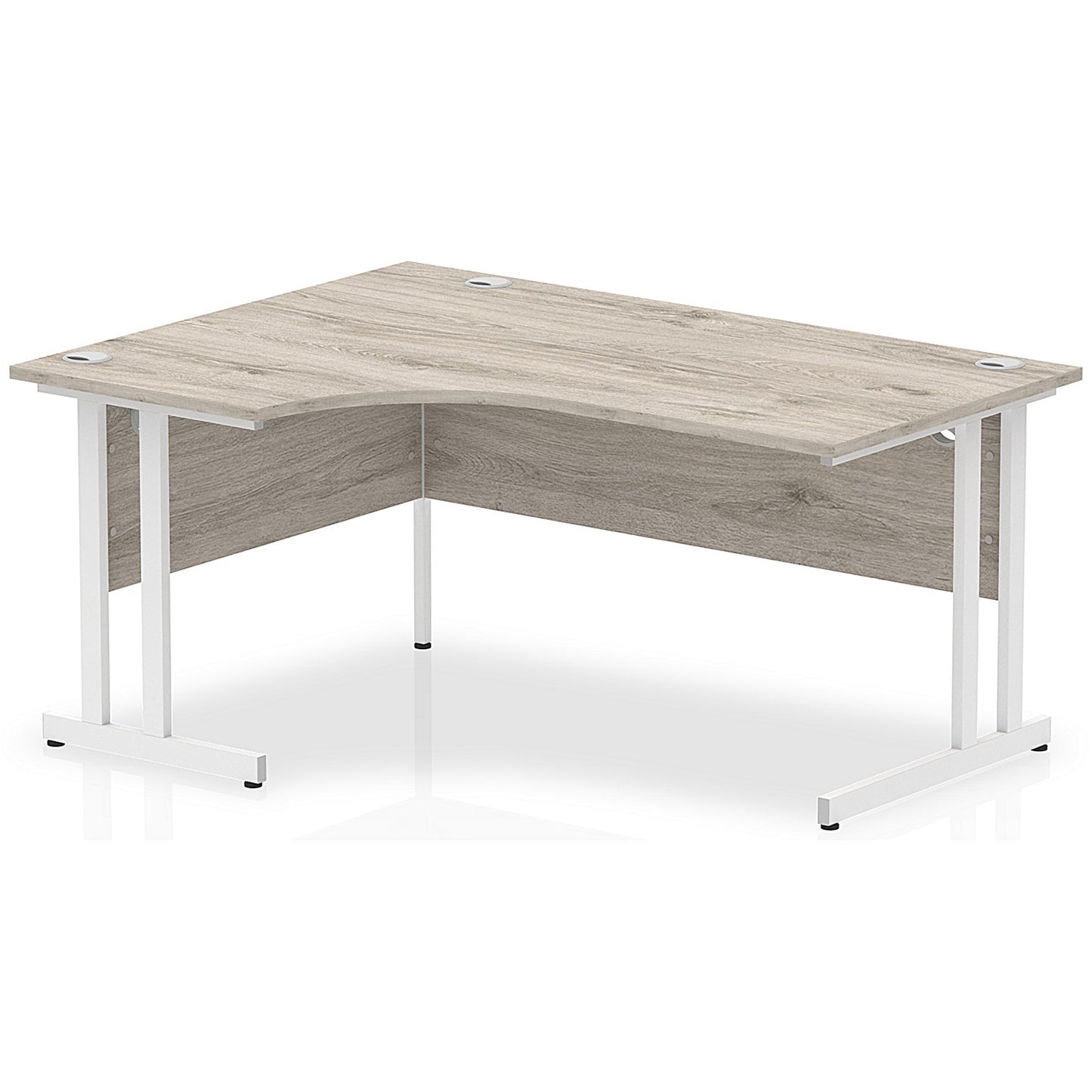 Impulse 1600mm Corner Desk, Left Hand, White Cantilever Leg, Grey Oak