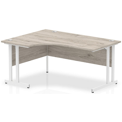 Impulse 1600mm Corner Desk, Left Hand, White Cantilever Leg, Grey Oak