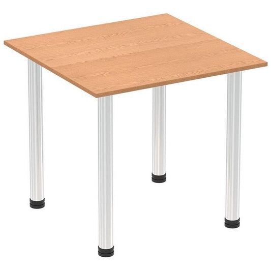 Impulse 800mm Square Table, Oak, Chrome Post Leg Easy2Order : I003580