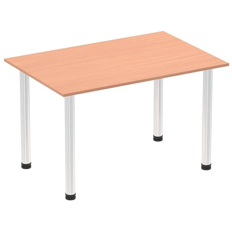 Impulse Rectangular Table, 1200mm, Beech, Chrome Post Leg Easy2Order : I003583