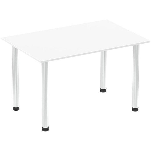 Impulse Rectangular Table, 1200mm, White, Chrome Post Leg Easy2Order : I003584