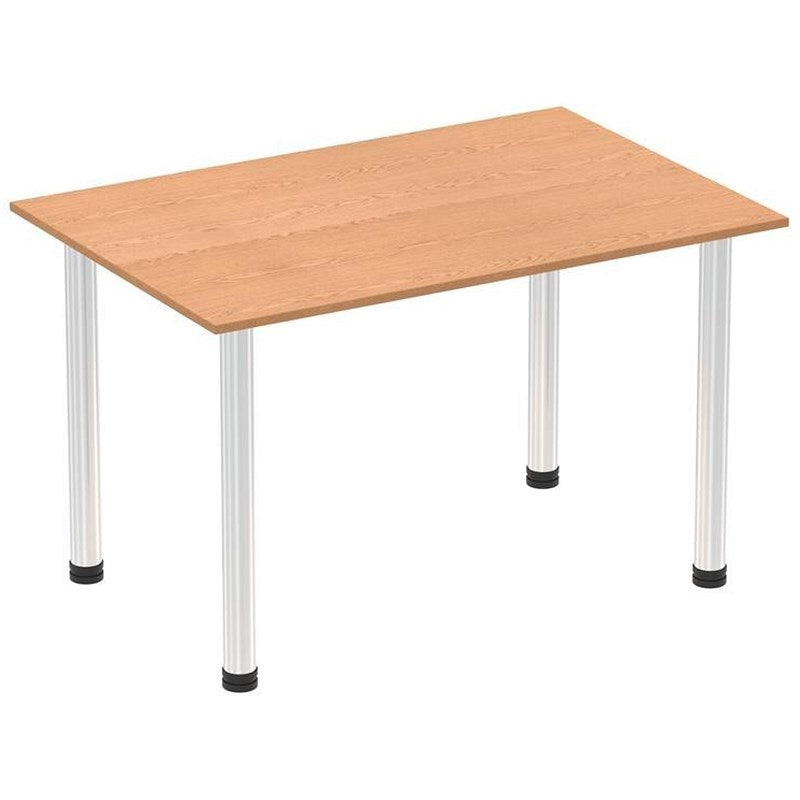 Impulse Rectangular Table, 1200mm, Oak, Chrome Post Leg Easy2Order : I003585
