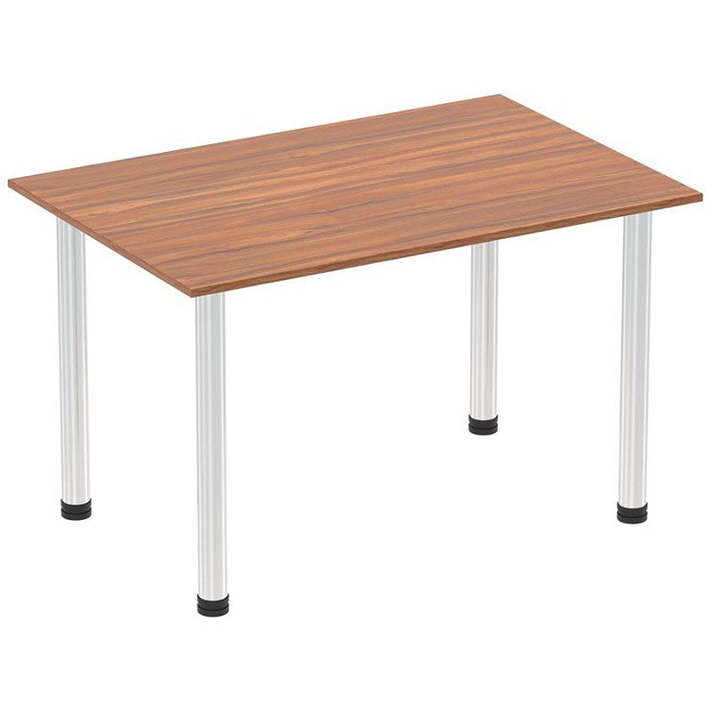 Impulse Rectangular Table, 1200mm, Walnut, Chrome Post Leg Easy2Order : I003586