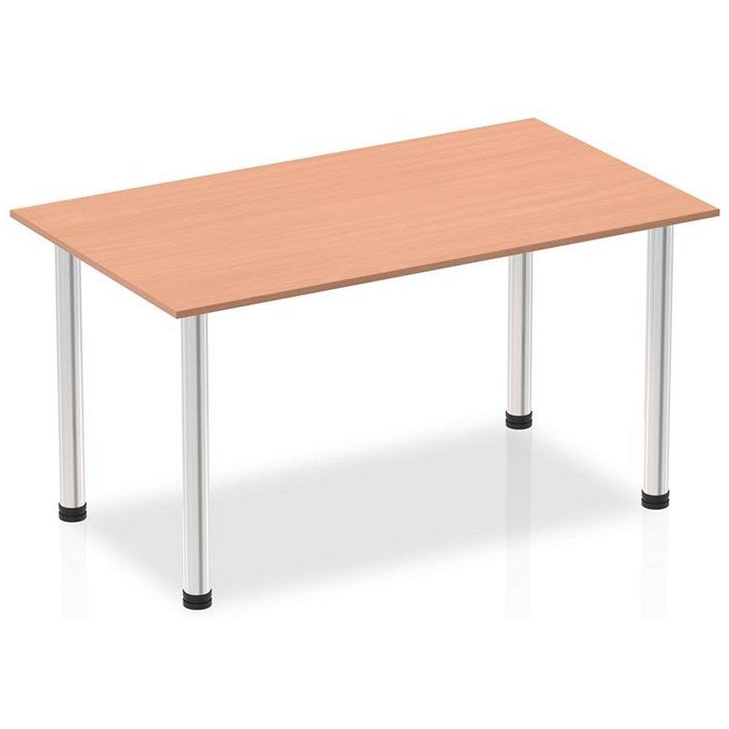 Impulse Rectangular Table, 1400mm, Beech, Chrome Post Leg Easy2Order : I003588
