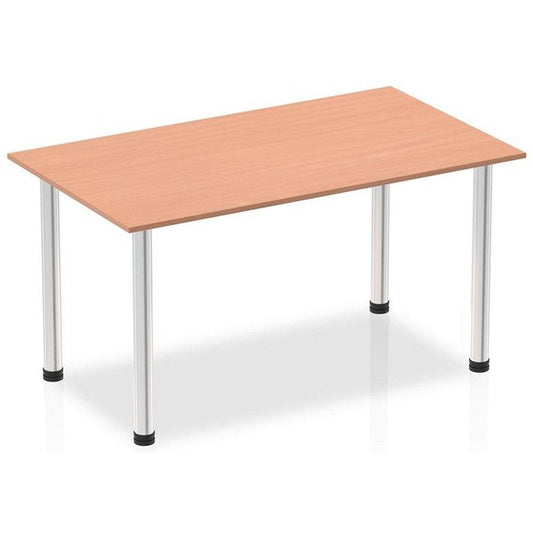 Impulse Rectangular Table, 1400mm, Beech, Chrome Post Leg Easy2Order : I003588