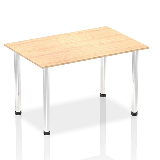 Impulse Rectangular Table, 1400mm, Maple, Chrome Post Leg Easy2Order : I003591