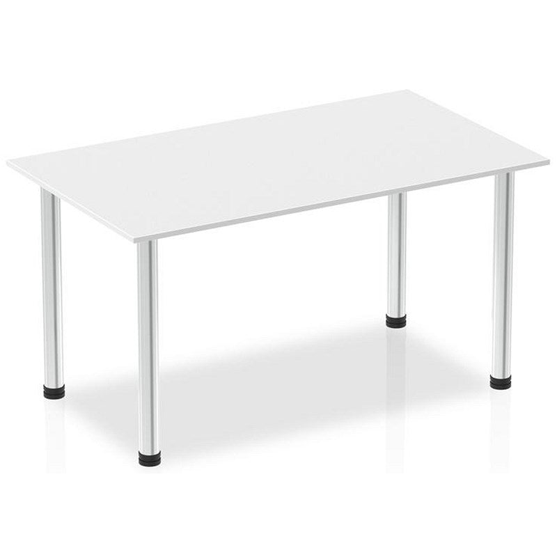 Impulse Rectangular Table, 1400mm, White, Chrome Post Leg Easy2Order : I003592