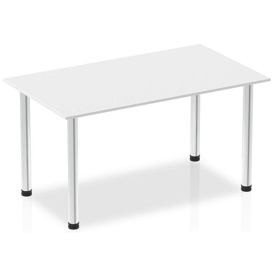 Impulse Rectangular Table, 1400mm, White, Chrome Post Leg Easy2Order : I003592
