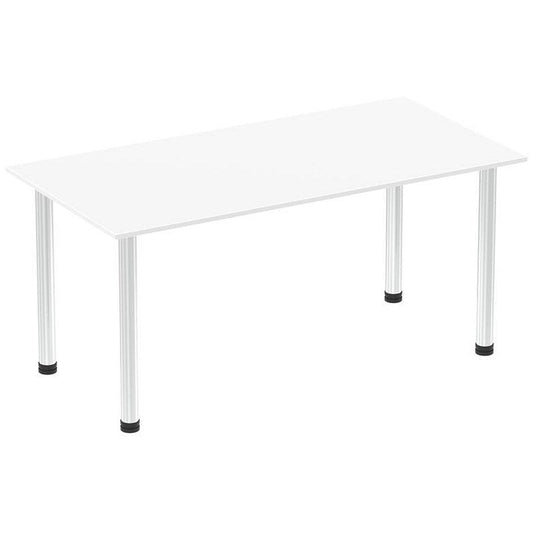 Impulse Rectangular Table, 1600mm, White, Chrome Post Leg Easy2Order : I003594
